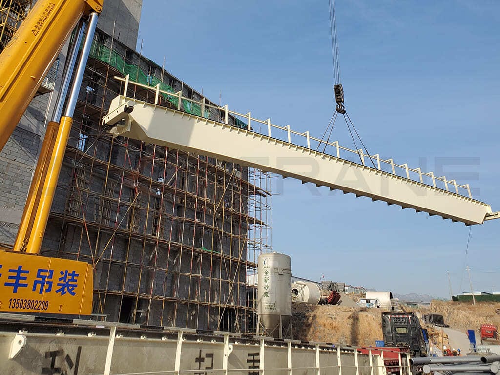 t double girder overhead crane for garbage handling Installation in progress