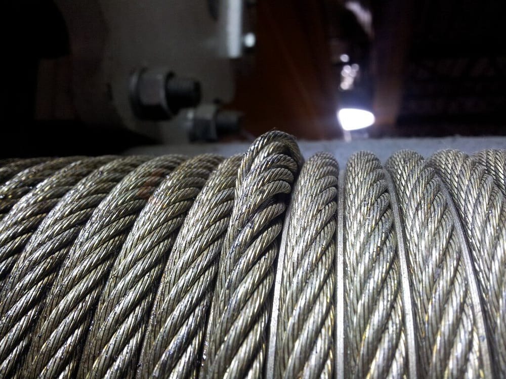 desgaste del cable de la grúa